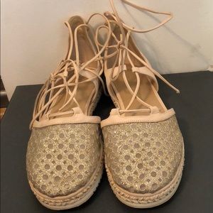 Stuart Weitzman Metallic Gold/ Nude Sandals